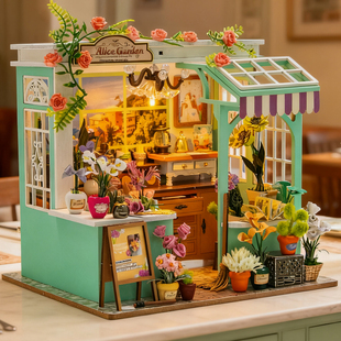 爱丽丝花园diy小屋手工拼装木制模型微缩3d立体拼图男生日礼物女