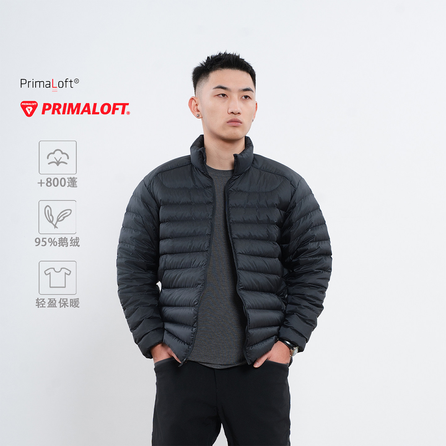 95灰鹅绒+800蓬轻量排骨羽绒服户外轻量修身连帽男款 都叫我老盖