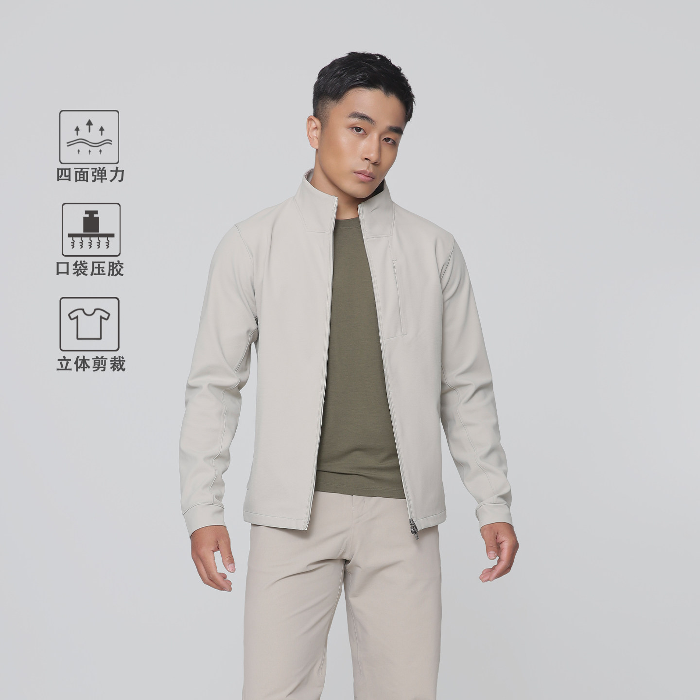 SJ针织夹克芯吸速干吸湿排汗立领立体剪裁休闲 | 都叫我老盖