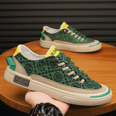 运动休闲平底板鞋 帆布男鞋 男款 透气潮流一脚蹬懒人老北京布鞋 夏季