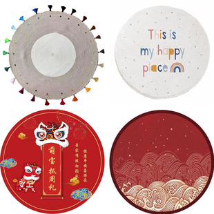 宝宝抓周地毯出租简约风格 周岁ins风垫子亚麻网红流苏毯