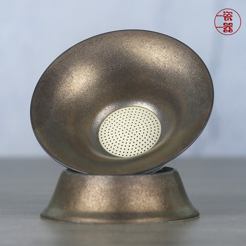 陶瓷茶漏陶瓷一体茶叶茶渣过滤器图片
