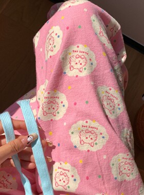 侘町2025年新款甜美少女卡通磨毛长裤睡裤家居印花秋冬全棉单裤