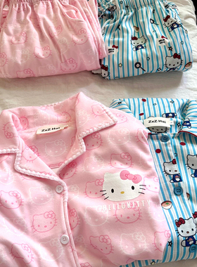 侘町2025新款少女粉Kitty德绒秋冬长袖睡衣可外穿加厚家居服套装