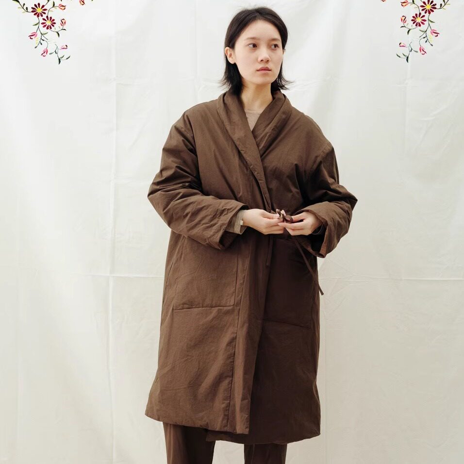 Room30 长袍棉服三层有机夹棉｜水洗肌理亲肤 复古撞色双面可外穿