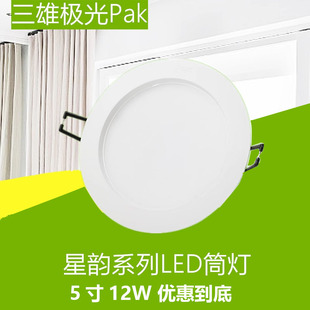 三雄极光led筒灯星韵5寸12W防雾吊顶天花孔洞灯家用店铺装修照明