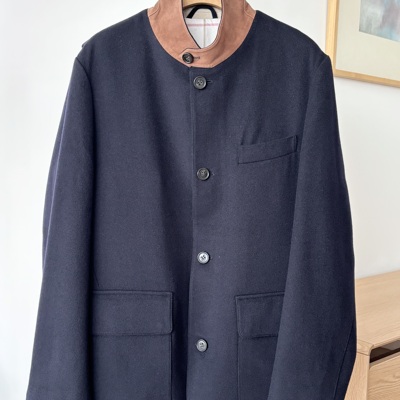 大牌设计~反毛皮小立领时尚英伦风男式秋冬羊绒羊毛外套短大衣