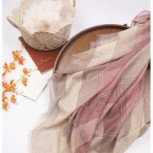 只卖正版高端戒指绒100羊绒格子浮线围巾女纯羊绒围巾薄款披肩