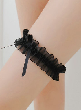 蝴蝶结jk大腿环腿圈日系lolita项圈jk饰品黑色吊袜带性感绑带项链