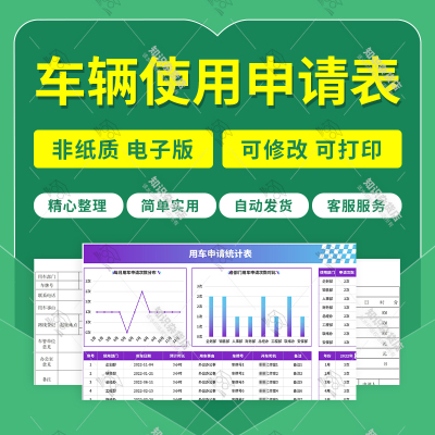 公司车辆使用申请表单办公用驾驶车管理制度用车流程审批excel表