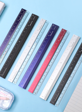 包邮KOKUYO国誉都市印象18cm铝制直尺塑料直尺PC随身测量透明尺子