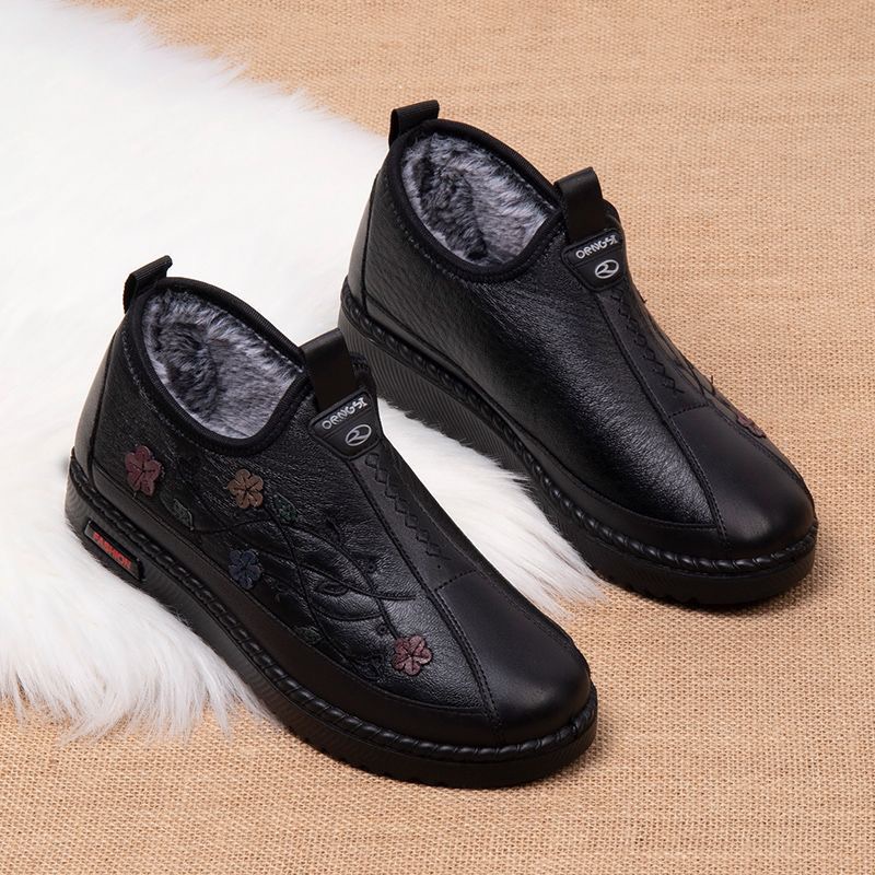 冬季老北京棉鞋加绒保暖防滑中老年妈妈鞋女舒适软底防水加厚棉靴