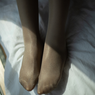 30D一次性油亮闪光肉色灰色白色肤色T裆半透明连裤袜油光开裆丝袜