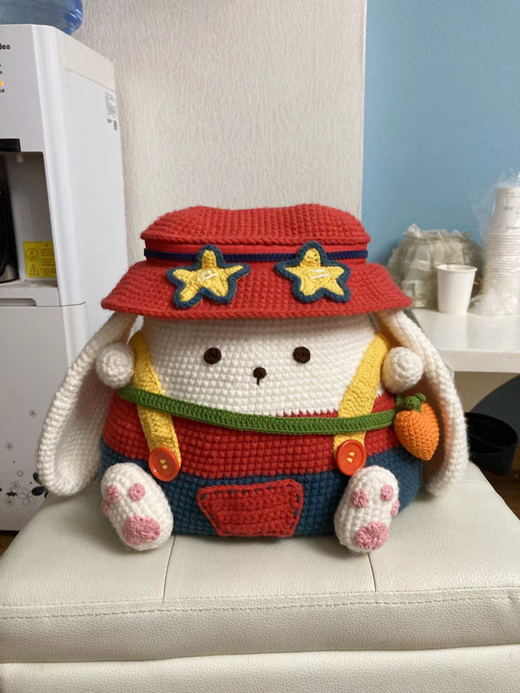 纯手工编织童趣双肩包DIY毛线钩织立体动物背包成品