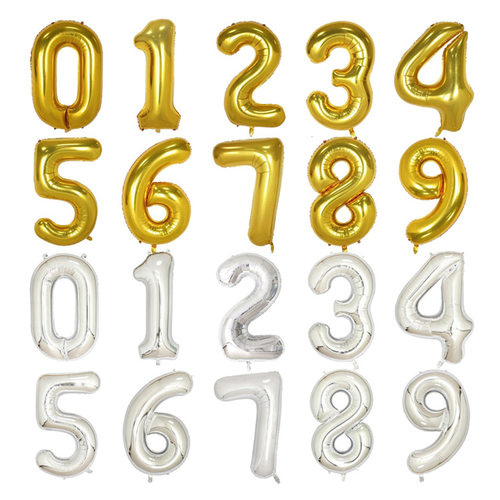40寸大号金银色数字铝膜气球
