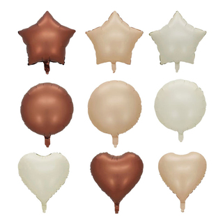 18寸奶油焦糖巧克力色五角星爱心圆形铝膜气球 生日婚庆派对装饰