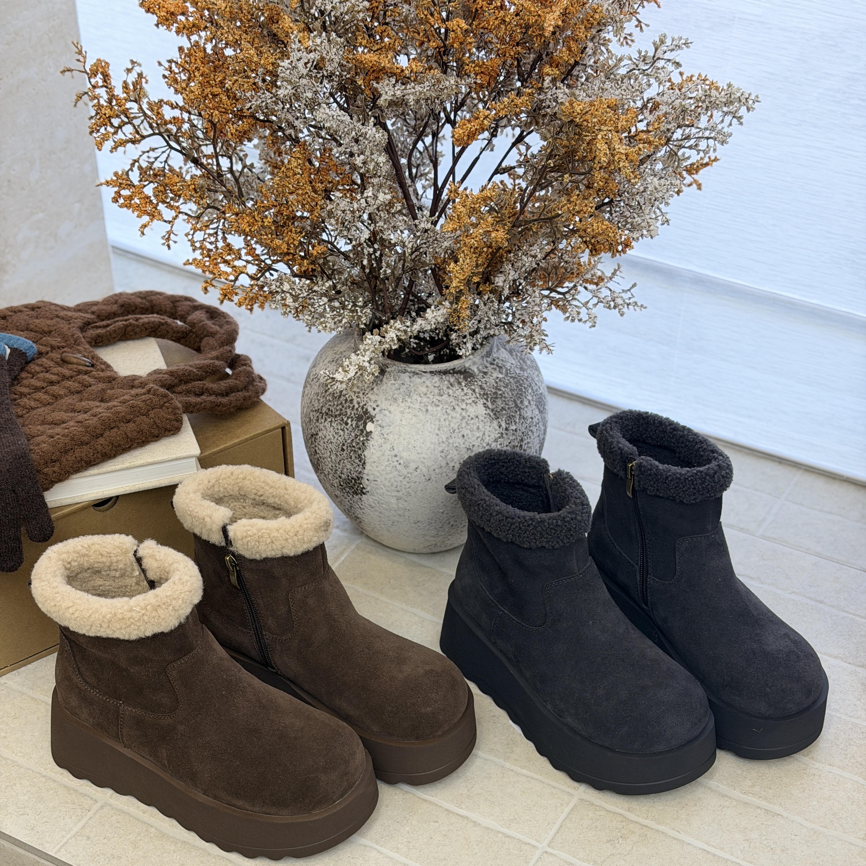 嘟小嘟真皮雪地靴女2025冬季新款时尚百搭轻便厚底休闲加绒雪地靴