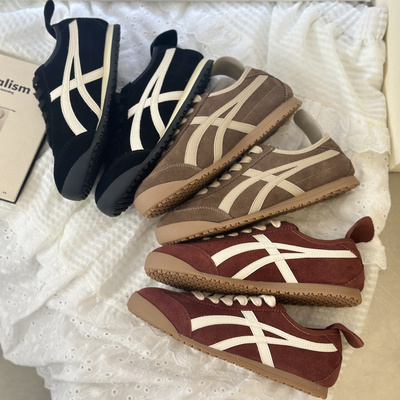 嘟小嘟真皮复古阿甘鞋女2026春百搭软底运动休闲板鞋舒适德训鞋潮