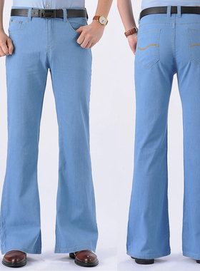 新款喇叭裤男牛仔裤男士80年代怀旧复古大喇叭演出服裤子