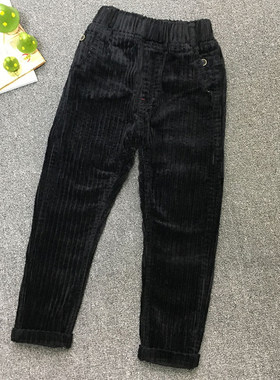 韩版秋冬儿童黑色条绒休闲裤