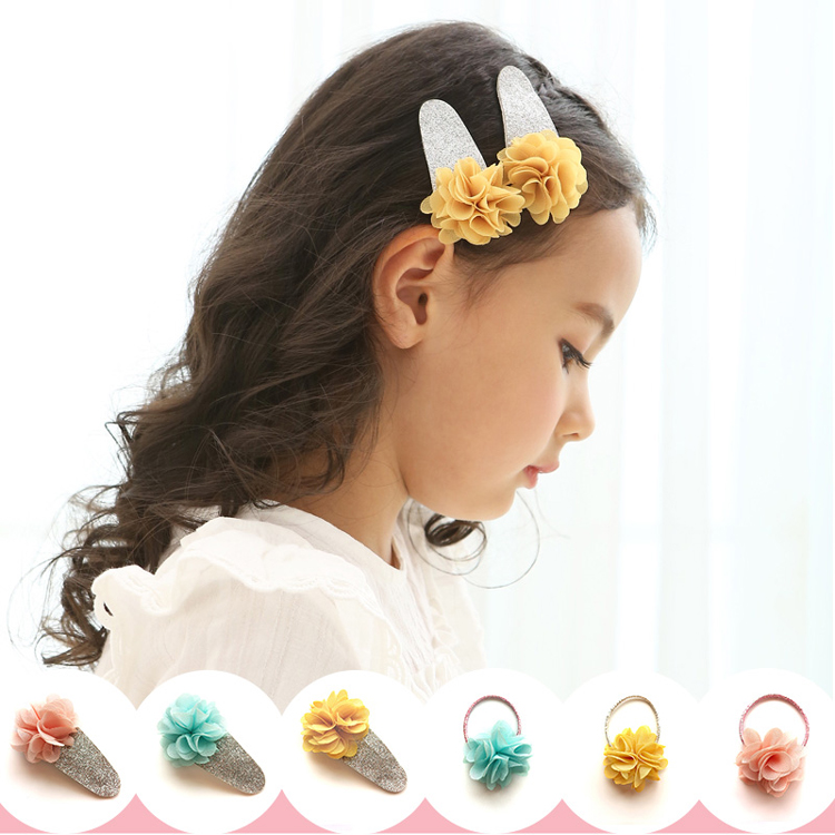 欧美风珍珠雪纺花朵儿童发饰