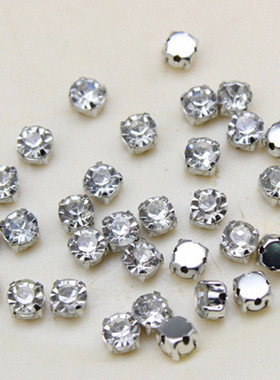 圆形白色爪钻手缝装饰钻银色托亮钻鞋子水钻抓钻补钻婚纱包包配件