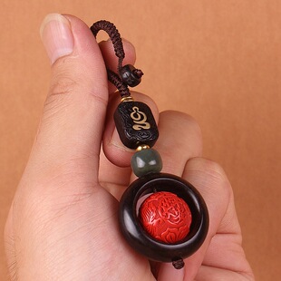 汽车钥匙扣挂件黑檀木吊坠出入平安车内车用钥匙扣高档挂件男女款