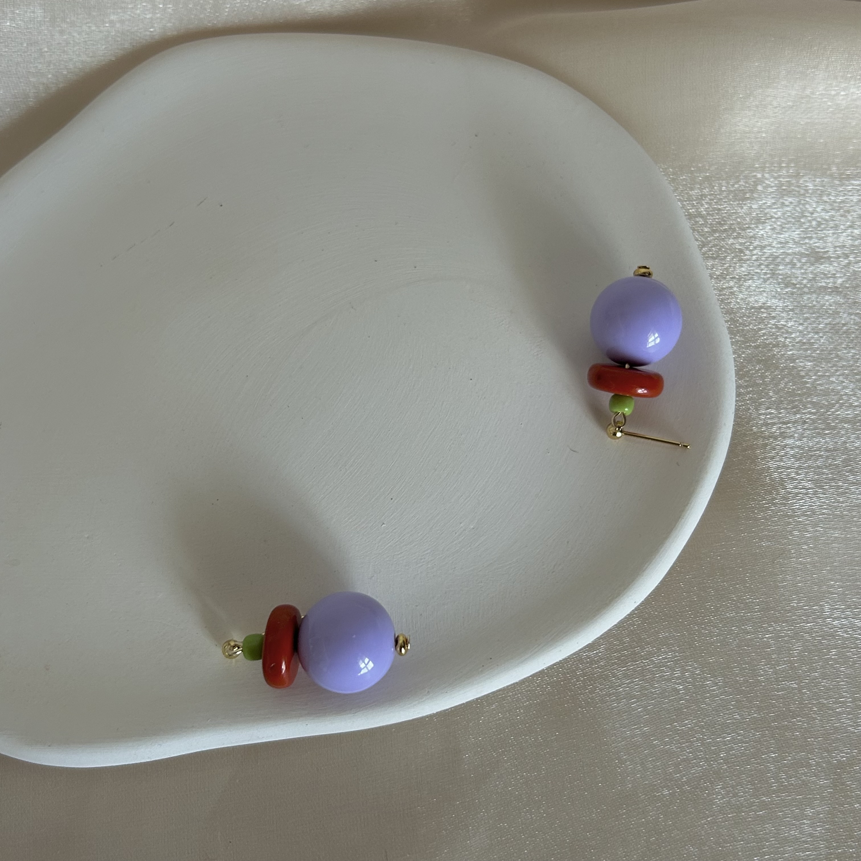 枝头爆米花童趣风小众配色耳环