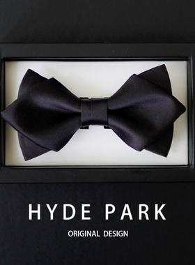 海德公园《钻石结》柔光高级感伴郎结婚新郎婚礼男士黑色领结领花