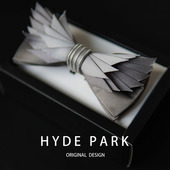 海德公园 银羽 原创灰色新郎银色领结婚礼男高级感领花蝴蝶结