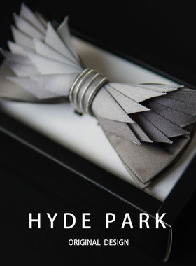 海德公园《银羽》原创灰色新郎银色领结婚礼男高级感领花蝴蝶结