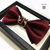 海德公园原创勃艮第红色 连理枝 金属森系结婚礼新郎暗酒红领结