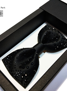 海德公园原创包邮结婚婚礼新郎伴郎主持司仪宴会黑色闪钻男士领结
