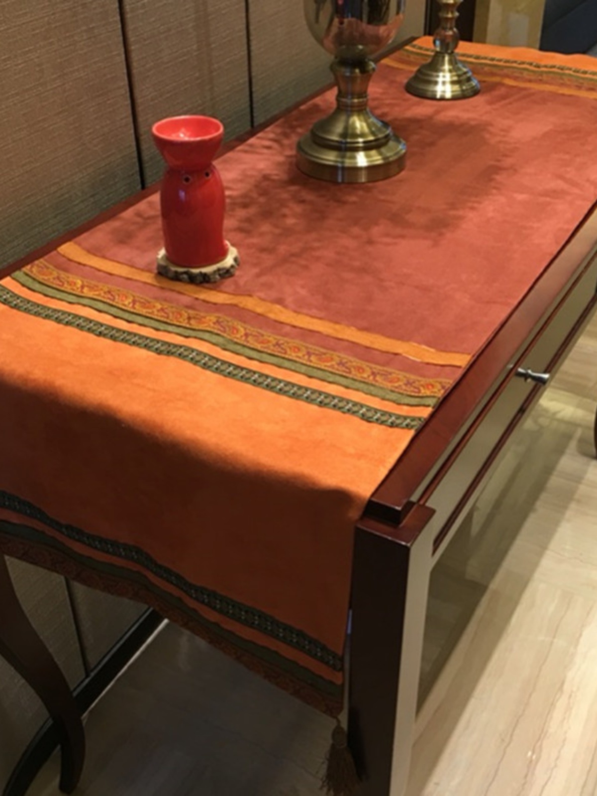 供台桌旗中式古典麂皮绒桌布尼泊尔系列民族风异域手工成品桌旗