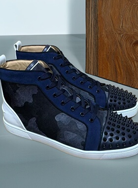 cl andgz红底鞋皮鞋蓝色迷彩系带休闲铆钉婚鞋乐福鞋男鞋商务鞋