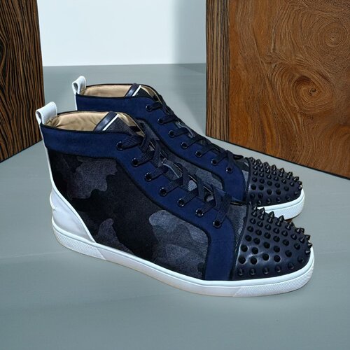 cl andgz红底鞋皮鞋蓝色迷彩系带休闲铆钉婚鞋乐福鞋男鞋商务鞋