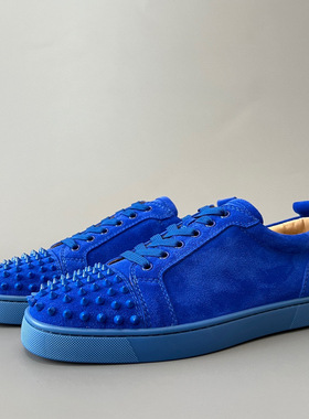 cl andgz红底鞋皮鞋蓝色绒面系带休闲铆钉婚鞋乐福鞋男鞋商务鞋