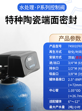 软化阀74502(F69P1) 74602(F69P3)软化水处理设备再生阀头2吨流量