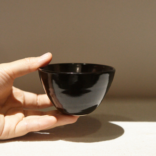 幽玄之美 吉州窑黑釉不倒翁素黑小茶盏主人盏 古法原矿釉约100ml