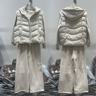 棉马甲+外套+厚裤子三件套女2026冬时尚新款运动加厚保暖棉衣套装