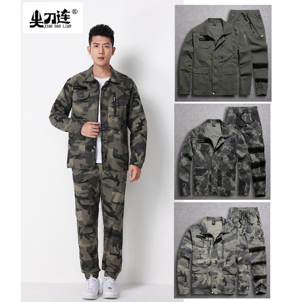 春秋户外工装弹力多兜大口袋迷彩耐磨透气舒适工作服新款套装男款