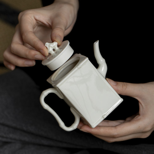 仿宋定窑四方壶泡茶壶