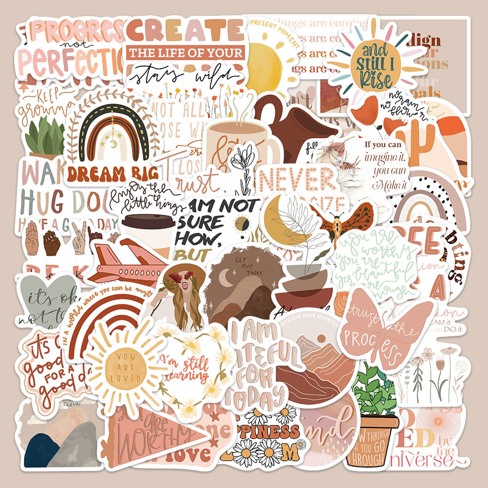 100张简约英文标语波西米亚励志语贴纸文艺小清新手机壳iPad装