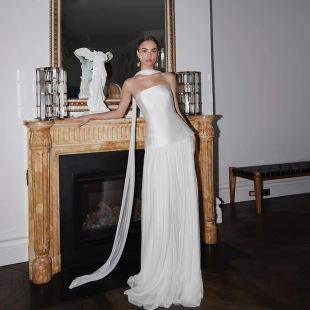 超仙婚纱小众缎面晨袍女新娘订婚领证敬酒服2025新款 轻奢礼服生日