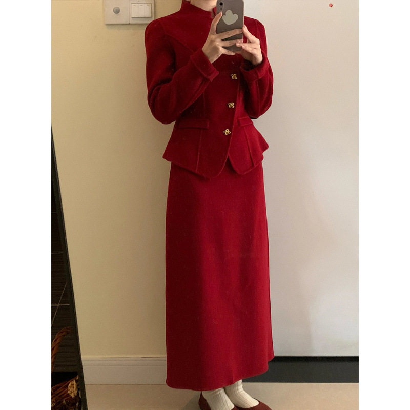 大码胖新年战袍红色敬酒服订婚