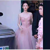 粉色抹胸仙女成人礼晚礼服裙轻婚纱小众高端气质法式 超仙声乐艺考