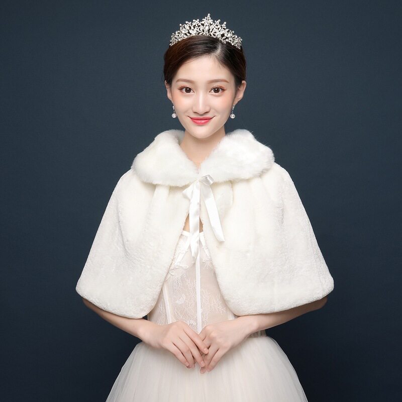 2026新款新娘毛披肩婚纱礼服斗篷新款韩结婚伴娘秋冬季时尚保暖女