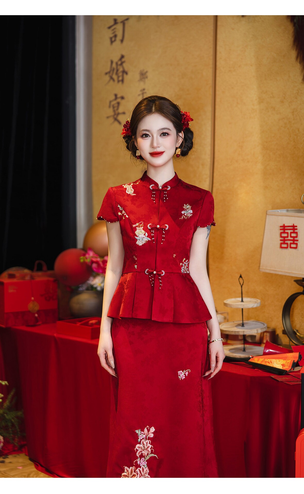2026新款红色旗袍复古气质无袖连衣裙女夏季新款小众设计感敬酒服