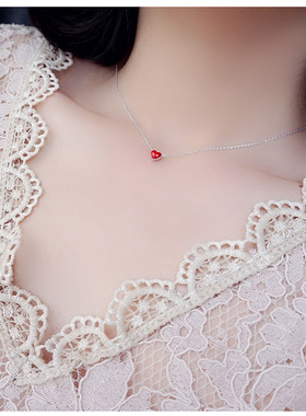 韩国小红心朱砂痣项圈学生锁骨链