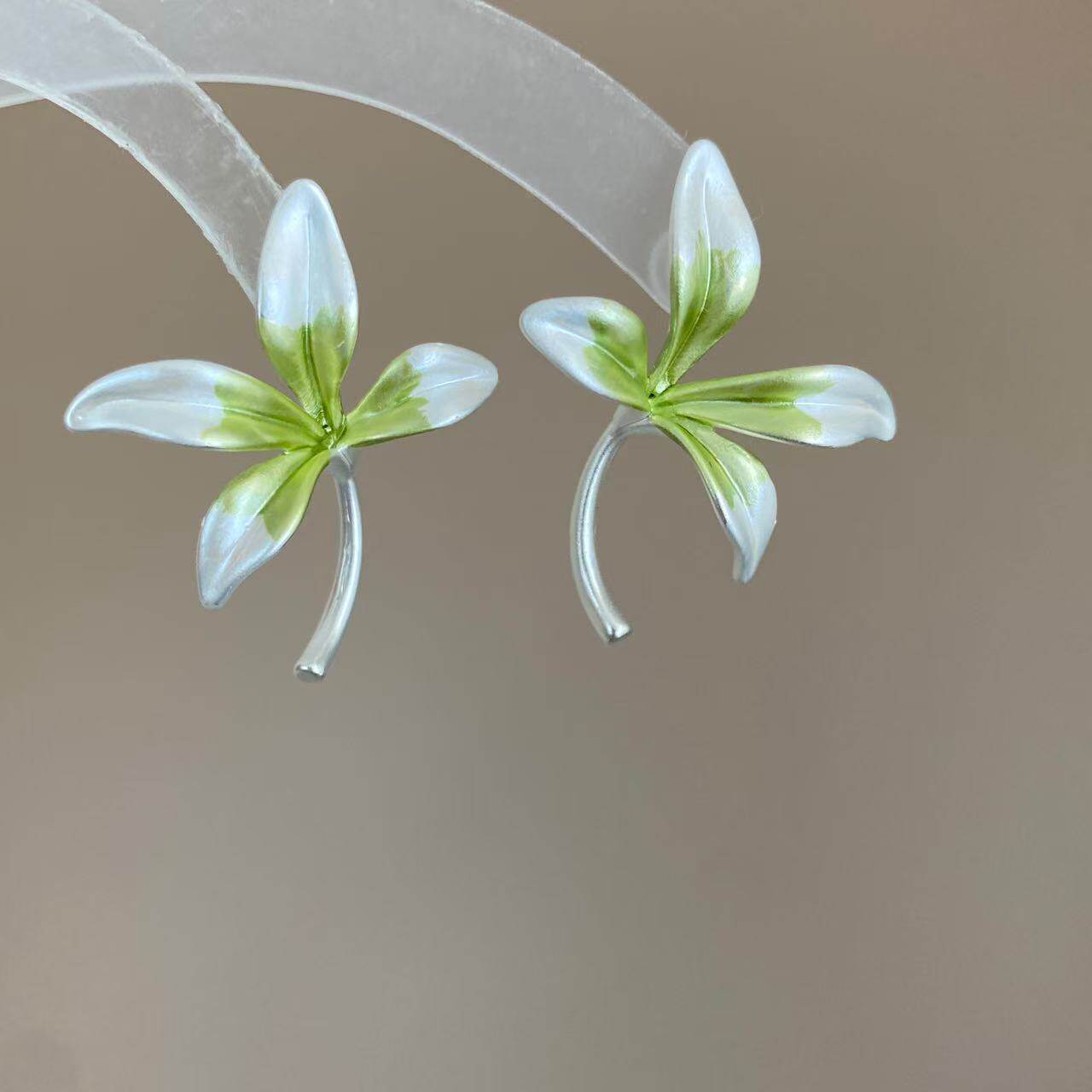 超仙立体花朵耳环小众气质高级精致花瓣耳钉耳饰空谷幽兰S925银针